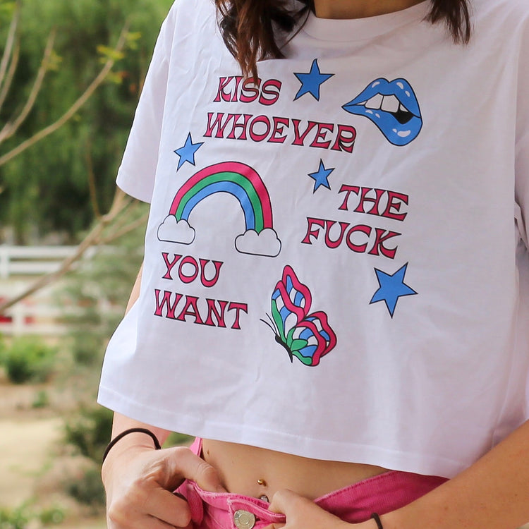 Kiss Whoever You Want Cropped Shirt