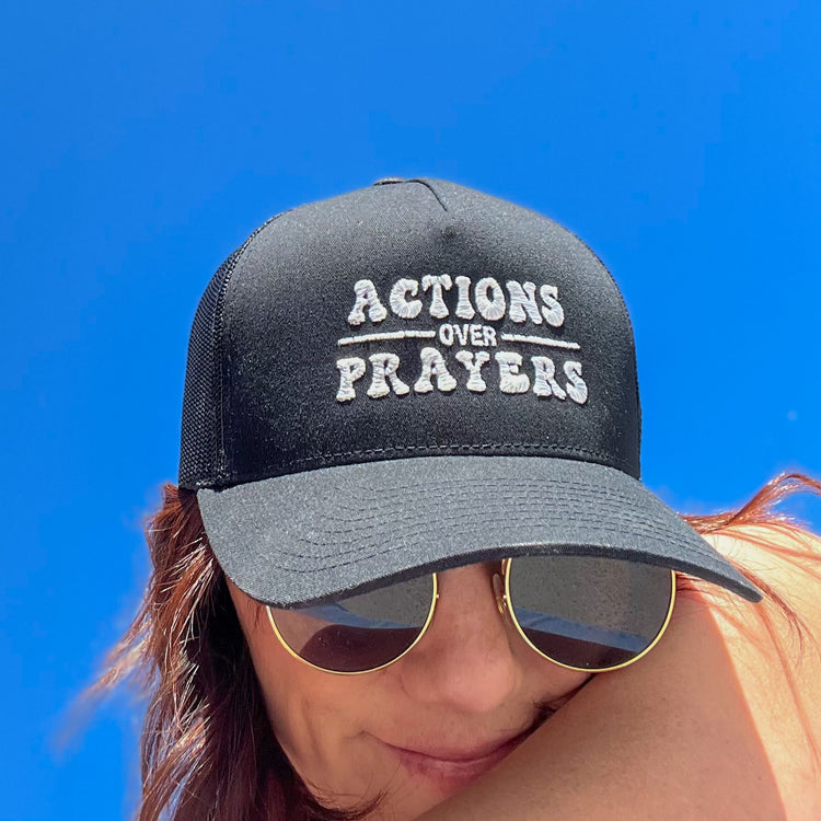 Actions Over Prayers Embroidered Baseball Cap