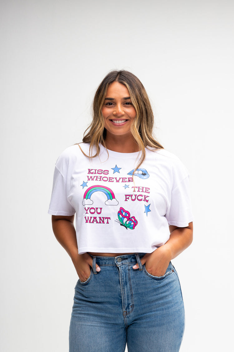 Kiss Whoever You Want Cropped Shirt
