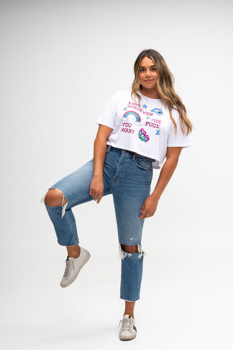 Kiss Whoever You Want Cropped Shirt