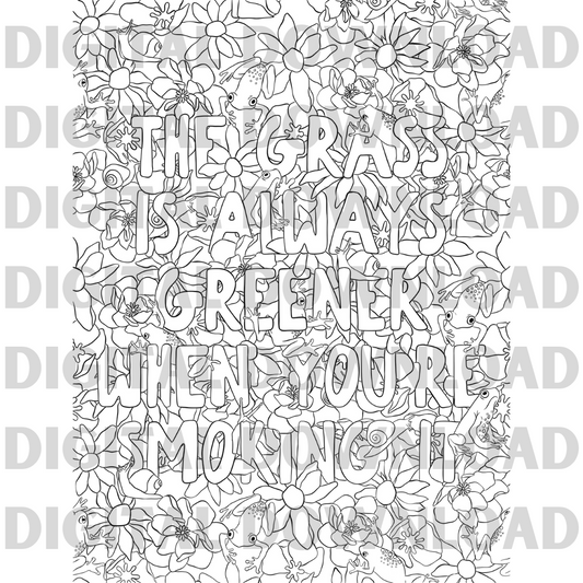 DIGITAL DOWNLOAD - Grass is Always Greener Coloring Page