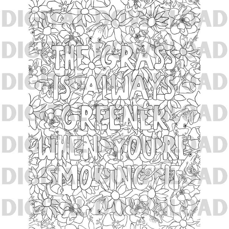 DIGITAL DOWNLOAD - Grass is Always Greener Coloring Page